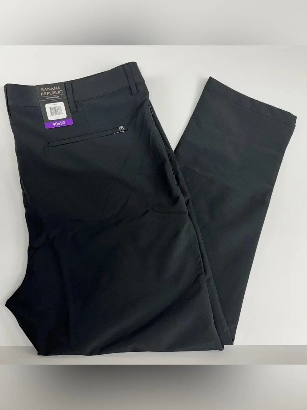 Banana Republic Men's Flat Front Pant Slim Fit Stretch Fabric 40x30 Black